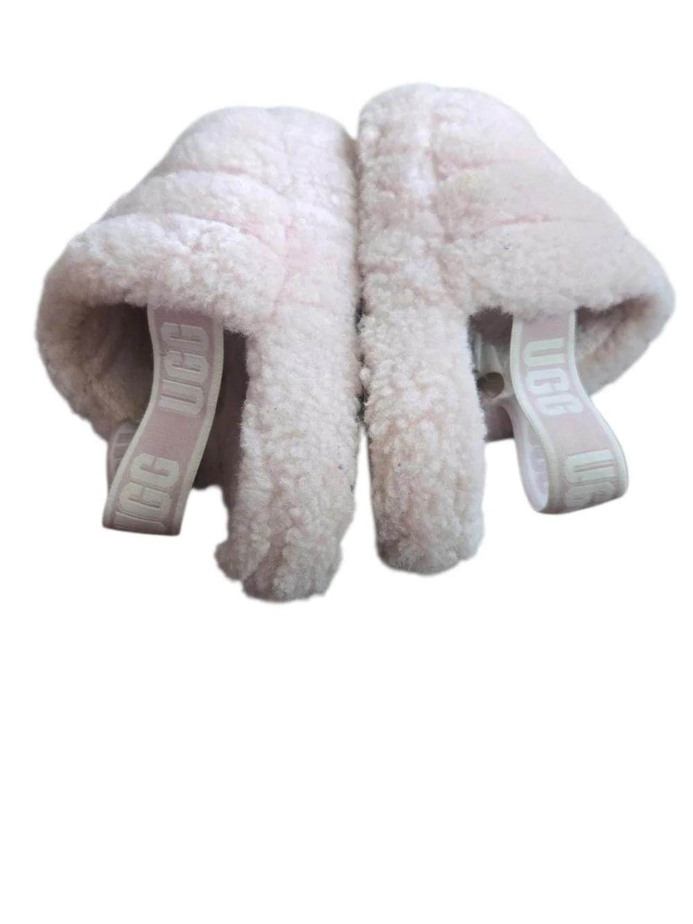 UGG Fluff Yeah Pink Sheepskin Slingback Slide Slippers Kids Girls Size 13